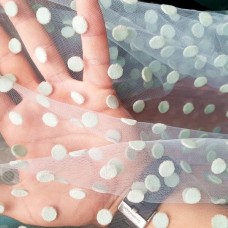 Ткань Сетка флок горох (голубой)